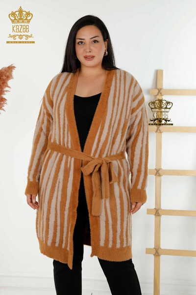 Cardigan cu ridicata pentru femei Angora Two Color Brown - 30312 | KAZEE 