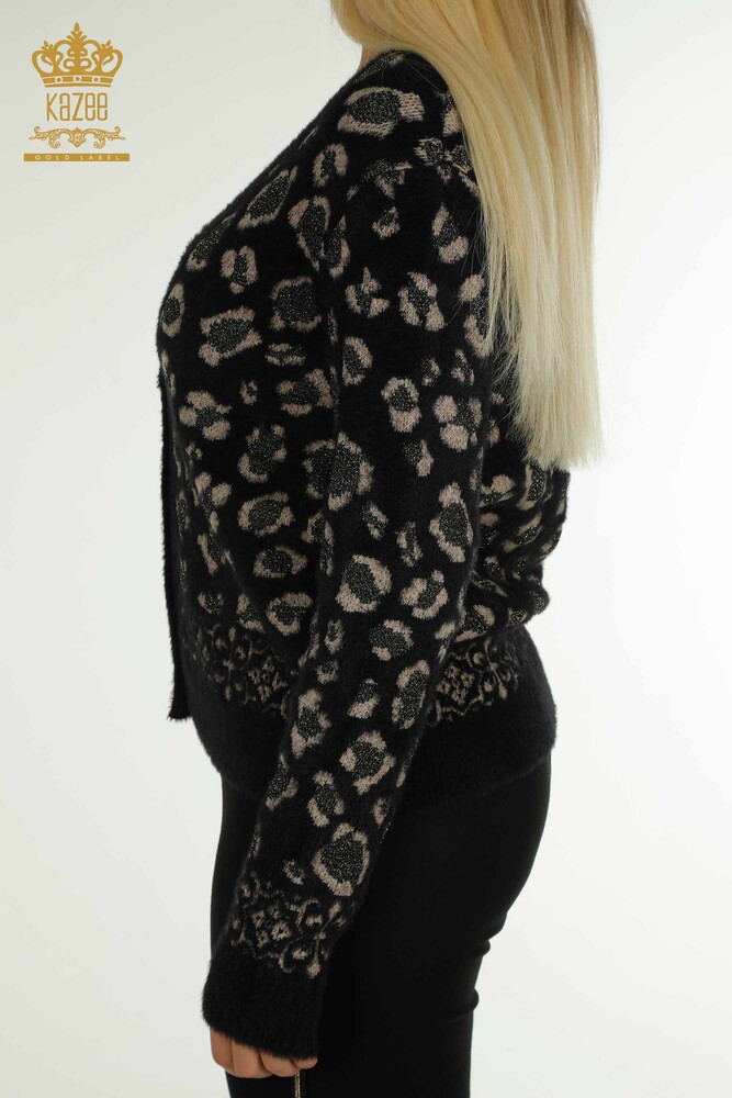 Cardigan de damă cu ridicata Angora leopard cu model negru - 30666 | KAZEE - 5