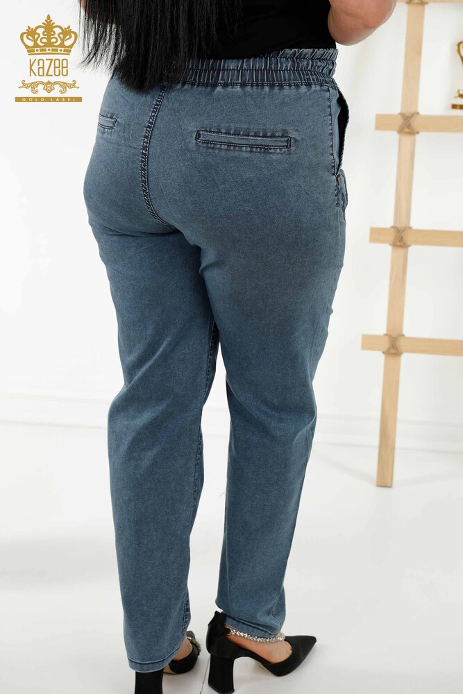 Pantaloni en-gros de damă cu detaliu buzunar Bleumarin - 3673 | KAZEE - 8