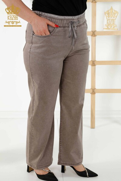 Pantaloni en-gros de damă din nurcă cu talie elastică - 3672 | KAZEE - 2