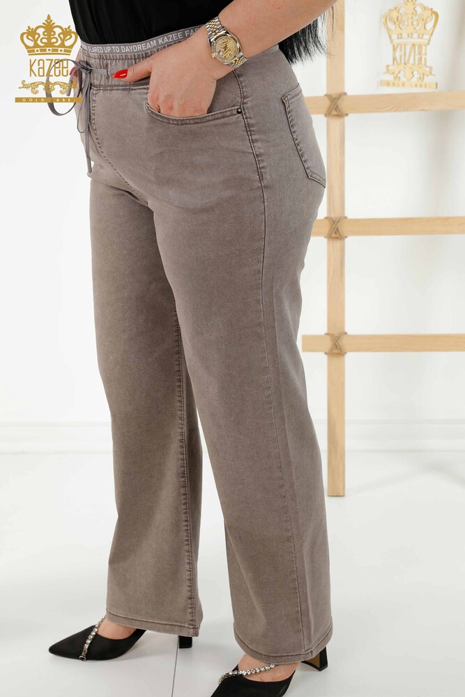 Pantaloni en-gros de damă din nurcă cu talie elastică - 3672 | KAZEE - 6