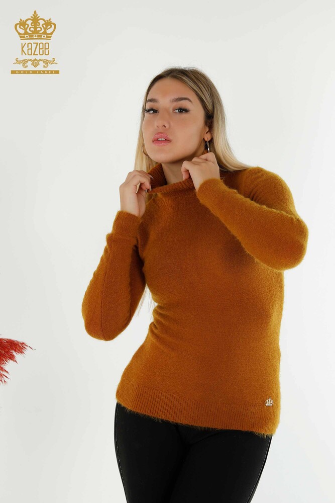 En-gros Tricotaj pentru femei Pulover Angora Turtleneck Logo Tan - 12046 | KAZEE - 1