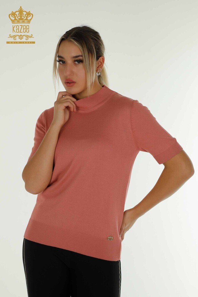 Pulover de tricotaje pentru femei - Model american - Dusty Rose - 14541 | KAZEE - 1