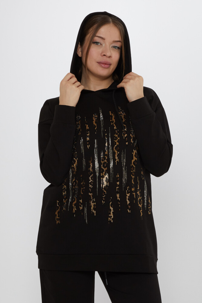 Eşofman Takımı Leopar Taş İşlemeli Siyah - 17901 | KAZEE (3'lü Set M-L-XL) - 3