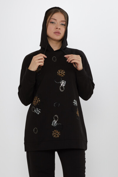 Eşofman Takımı Taşlı Desenli Siyah - 17898 | KAZEE (3'lü Set M-L-XL) - 3