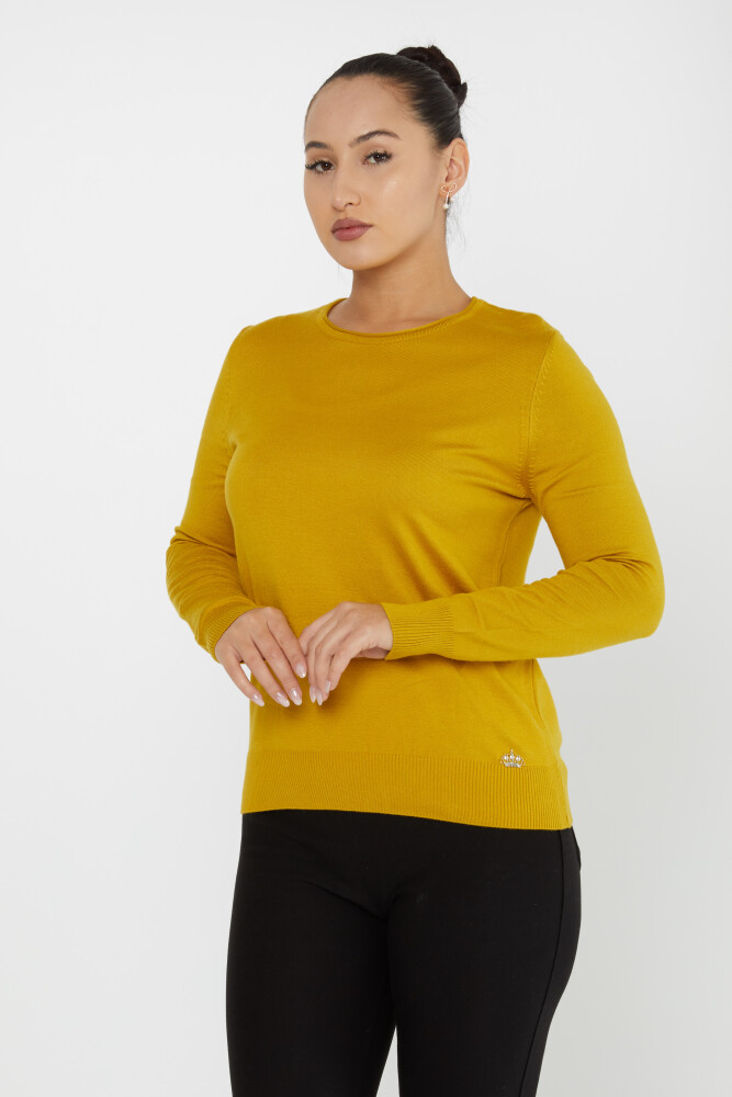 ژاکت بافتنی پایه یقه خدمه زعفرانی - 30899 | KAZEE (مجموعه 4 عددی L-XL-2XL 3XL) - 1