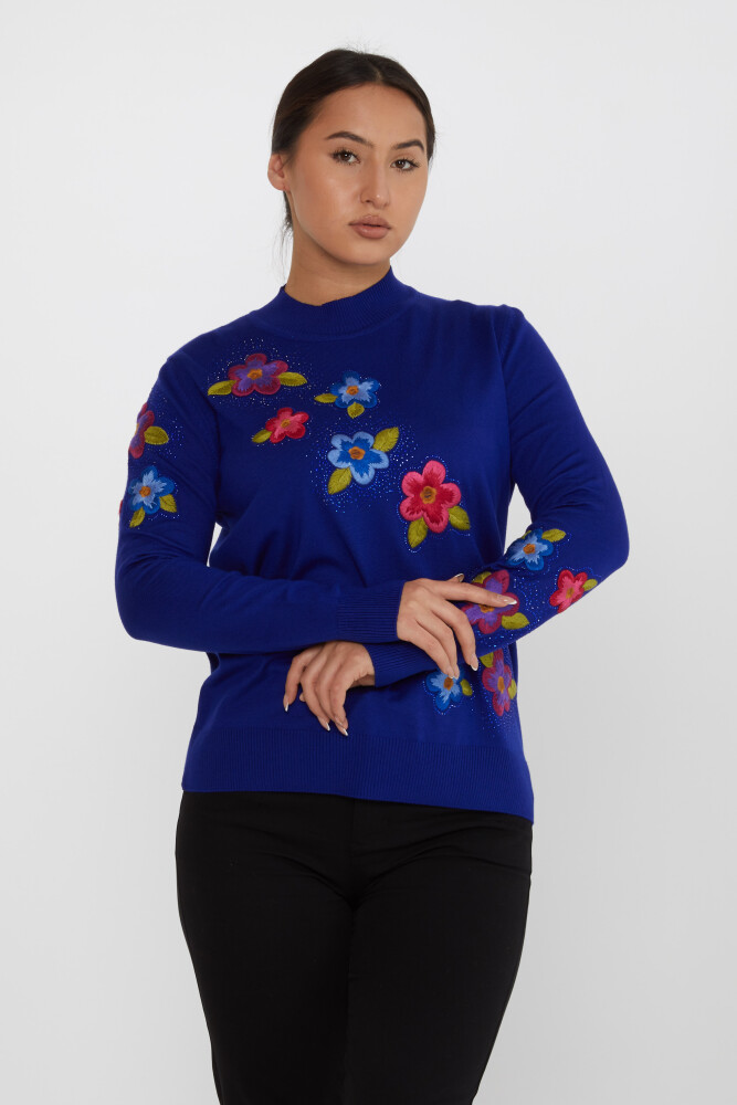 ژاکت بافتنی گلدان گل سنگ دوزی شده - 31684 | KAZEE (مجموعه 3 عددی XL-2XL-3XL) - 1