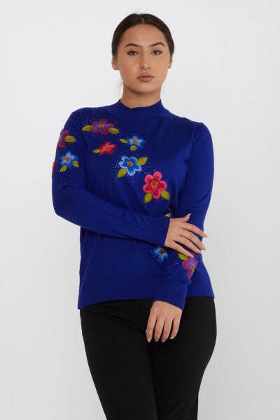 ژاکت بافتنی گلدان گل سنگ دوزی شده - 31684 | KAZEE (مجموعه 3 عددی XL-2XL-3XL) - 2