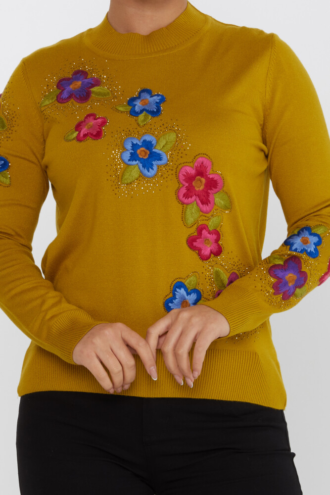 ژاکت بافتنی سنگ دوزی گل خردل - 31684 | KAZEE (مجموعه 3 عددی XL-2XL-3XL) - 3