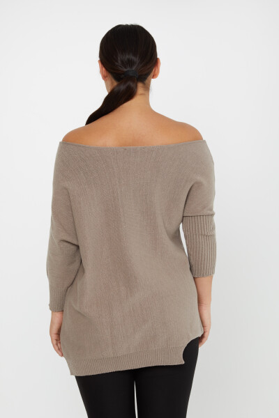 Knitted Sweater Shoulder Decollete Pocketed Mink - 30237 | KAZEE (Set of 3 M-L-XL) - 6