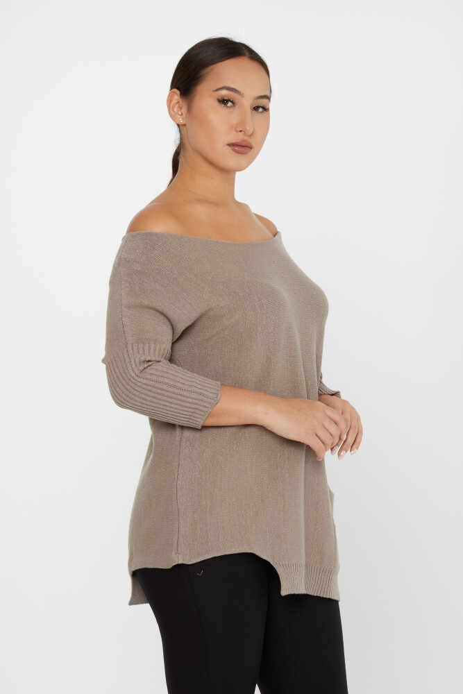 Knitted Sweater Shoulder Decollete Pocketed Mink - 30237 | KAZEE (Set of 3 M-L-XL) - 2