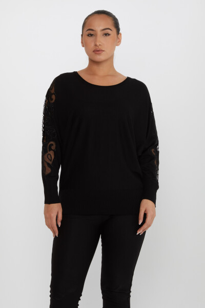 ژاکت بافتنی آستین سنگ دوزی یقه مشکی - 30752 | KAZEE (مجموعه 4 عددی L-XL-2XL-3XL) - 2