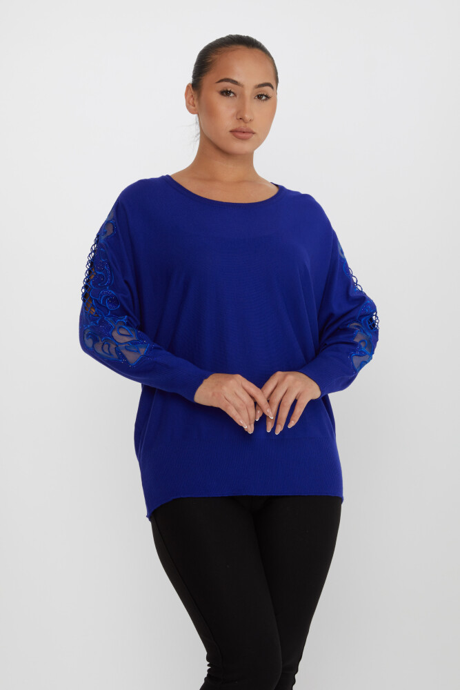 ژاکت بافتنی یقه آستین سنگ دوزی شده - 30752 | KAZEE (مجموعه 4 عددی L-XL-2XL-3XL) - 1