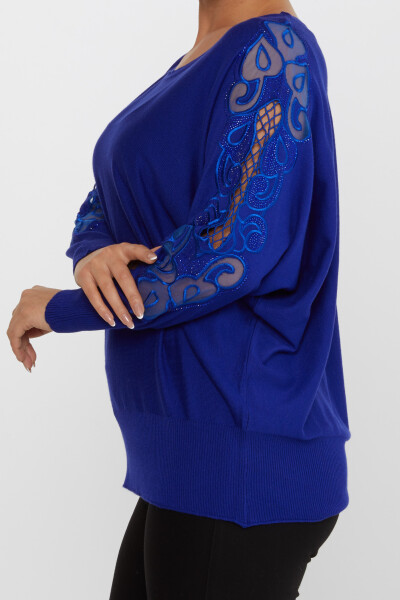 ژاکت بافتنی یقه آستین سنگ دوزی شده - 30752 | KAZEE (مجموعه 4 عددی L-XL-2XL-3XL) - 4