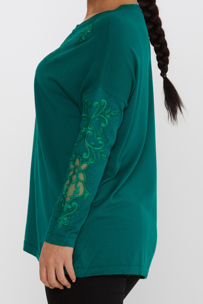 ژاکت بافتنی سنگ دوزی آستین بلند زمرد - 30527 | KAZEE (مجموعه 4 عددی L-XL-2XL-3XL) - 4