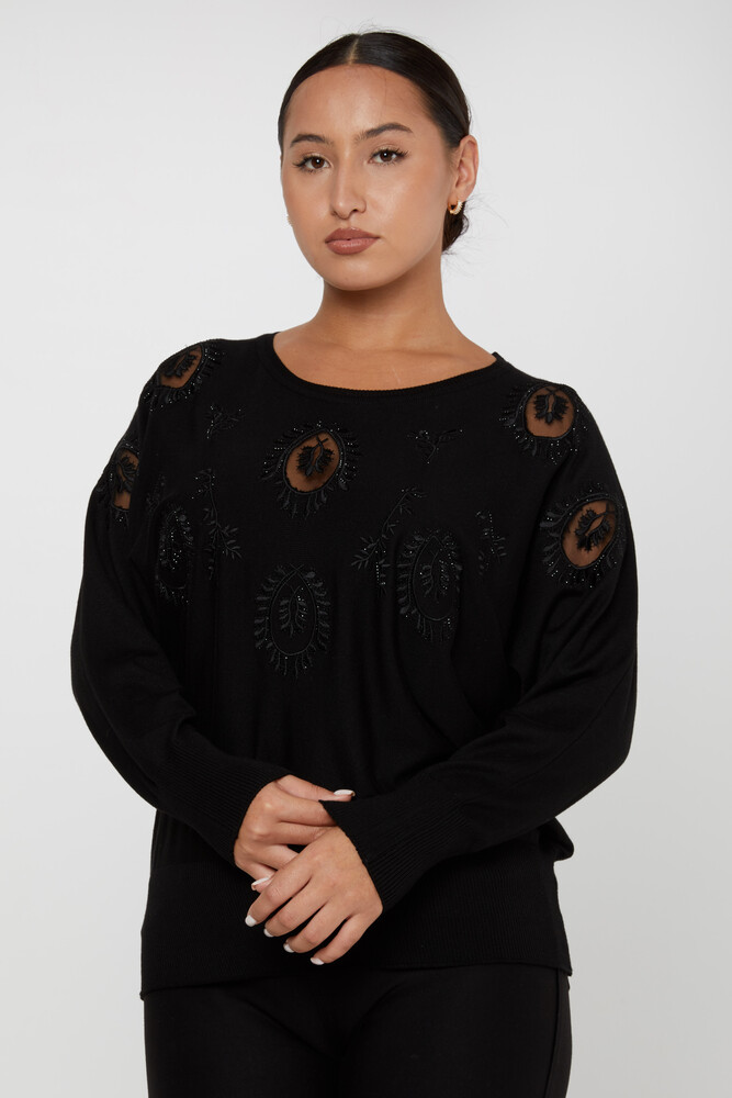 ژاکت بافتنی آستین بلند مشکی - 30902 | KAZEE (مجموعه 4 عددی L-XL-2XL-3XL) - 2