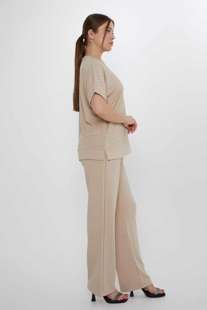 ست لباس ورزشی سنگ دوزی بژ - 17867 | KAZEE (ست 3 L-XL-2XL) - 6