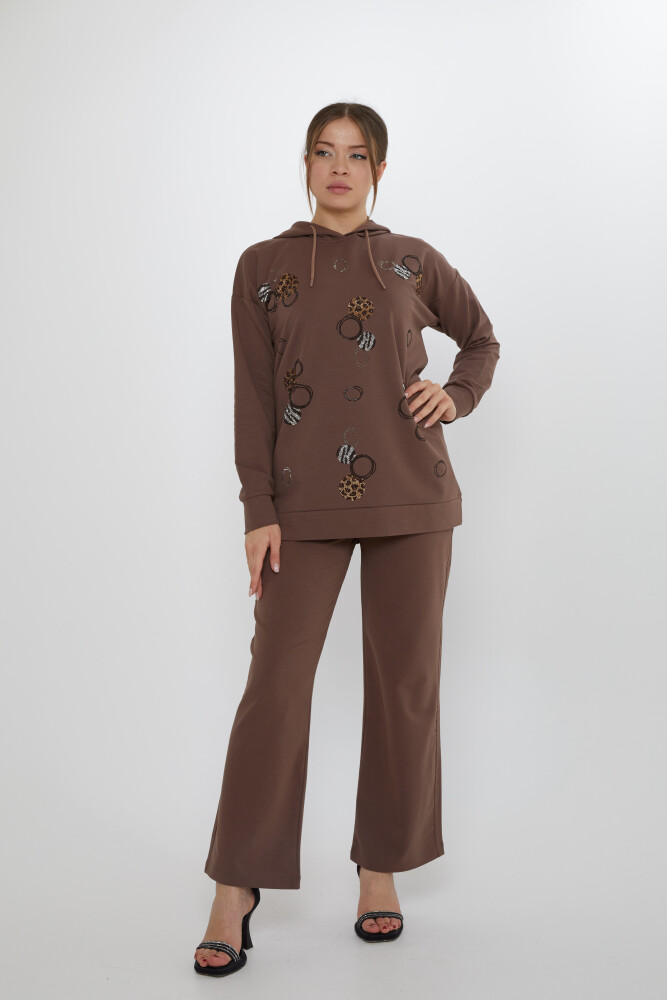 ست گرمکن قهوه ای طرح دار سنگی - 17898 | KAZEE (ست 3 M-L-XL) - 1