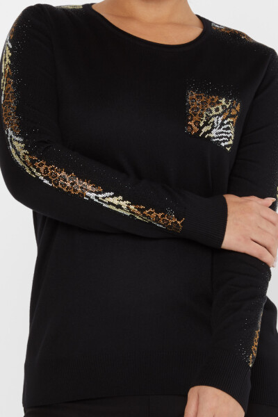 Tricoturi Pulover Leopard Stone Brodat Maneca lunga Negru - 31547 | KAZEE (Set de 3 XL-2XL-3XL) - 3