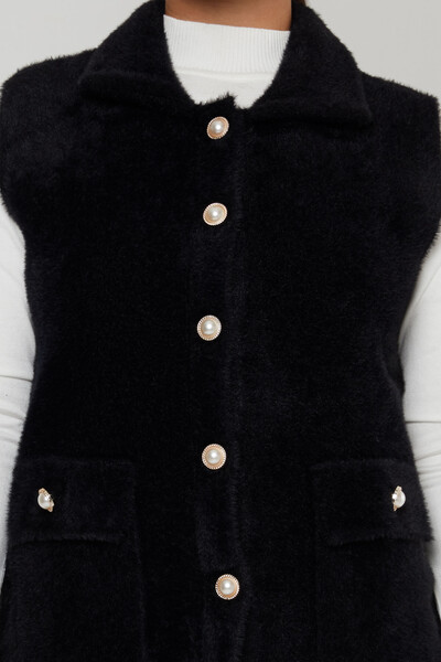 Gilet en Angora avec détail de perles et poche noir - 30999 | KAZEE (Lot de 3 M-L-XL) - 3