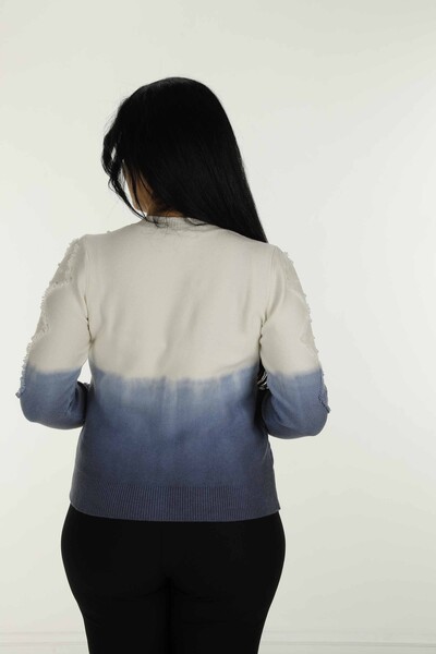 Cardigan in maglia a maniche lunghe con bottoni girocollo blu - 30782 | KAZEE - Thumbnail