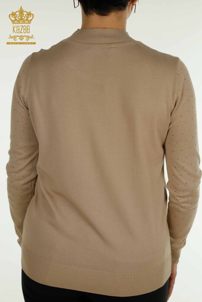 Großhandel Damen-Strickpullover mit Stone-Stickerei in Beige - 30677 | KAZEE - 7