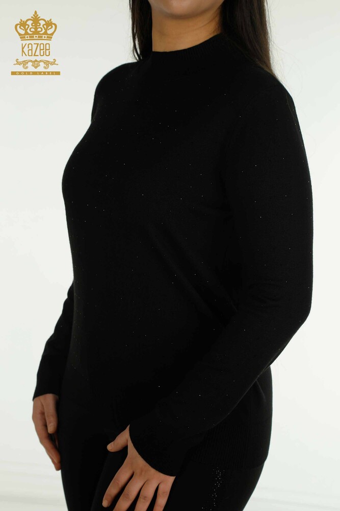 Großhandel Damen-Strickpullover mit Stone-Stickerei in Schwarz - 30677 | KAZEE - 2