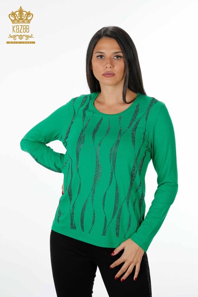 Großhandel Damen bluse - Ärmel detailliert - Linie Stein bestickt - 79024 | KAZEE - 28