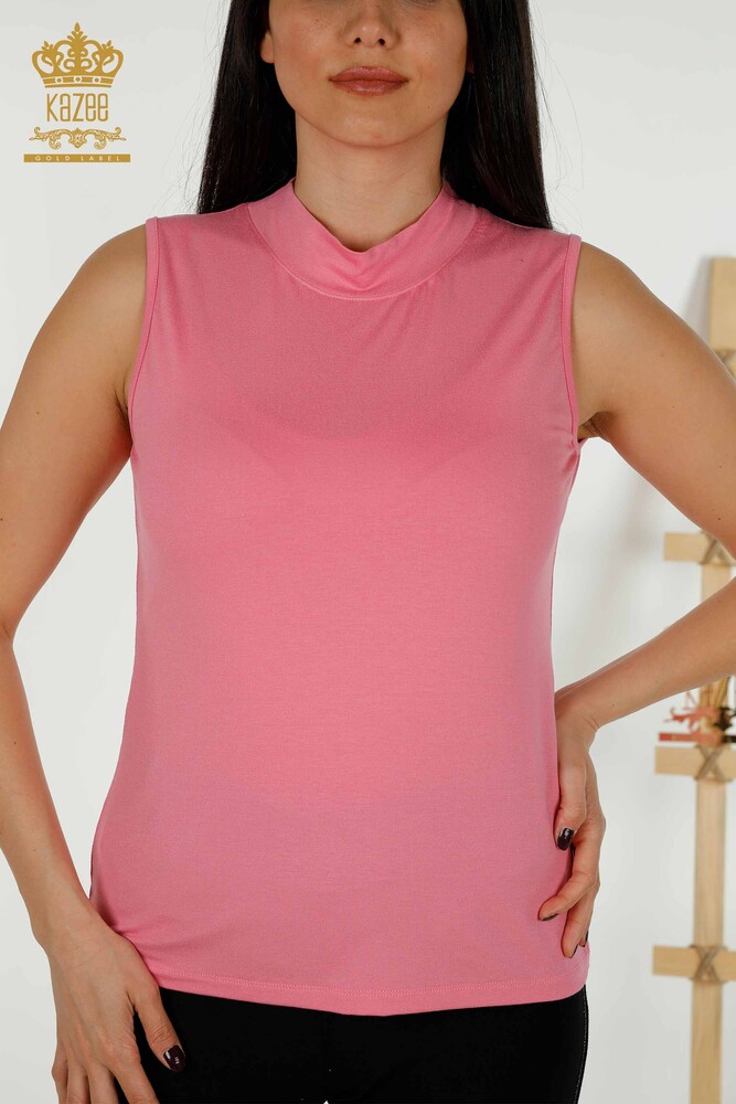 Großhandel Damen bluse - Ärmellos - Rosa - 79286 | KAZEE - 2