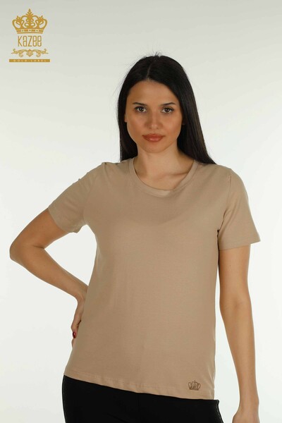 Großhandel Damen Bluse - Basic - Beige - 79562 | KAZEE 