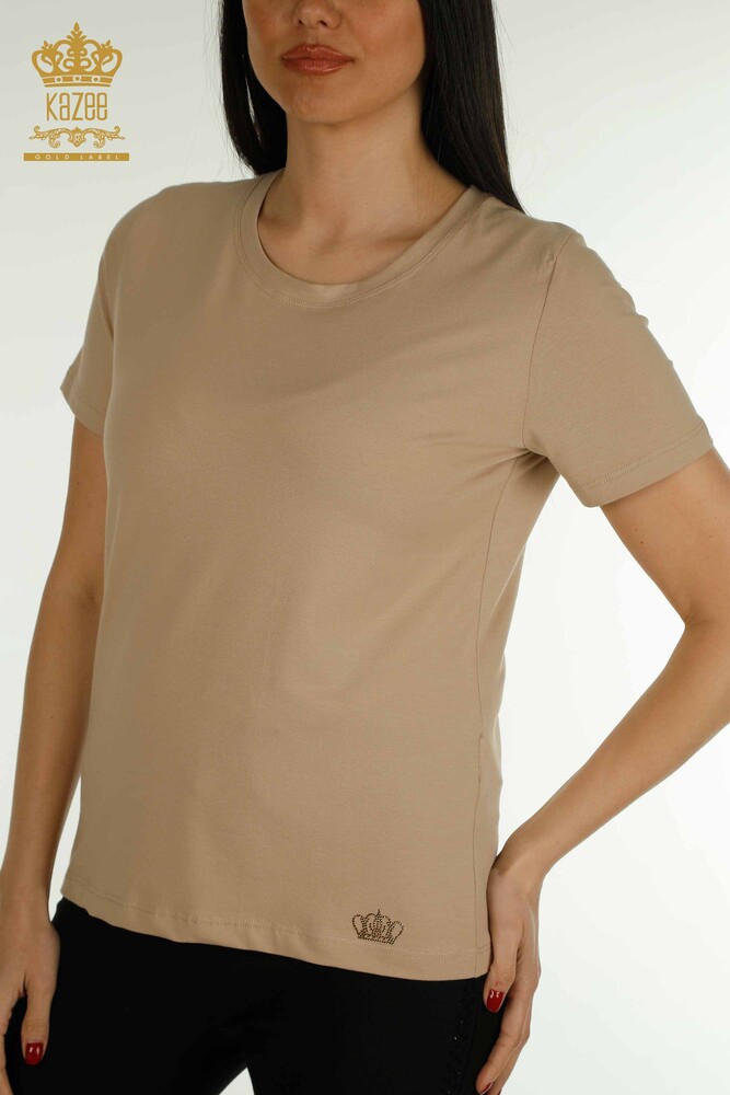 Großhandel Damen Bluse - Basic - Beige - 79562 | KAZEE - 2