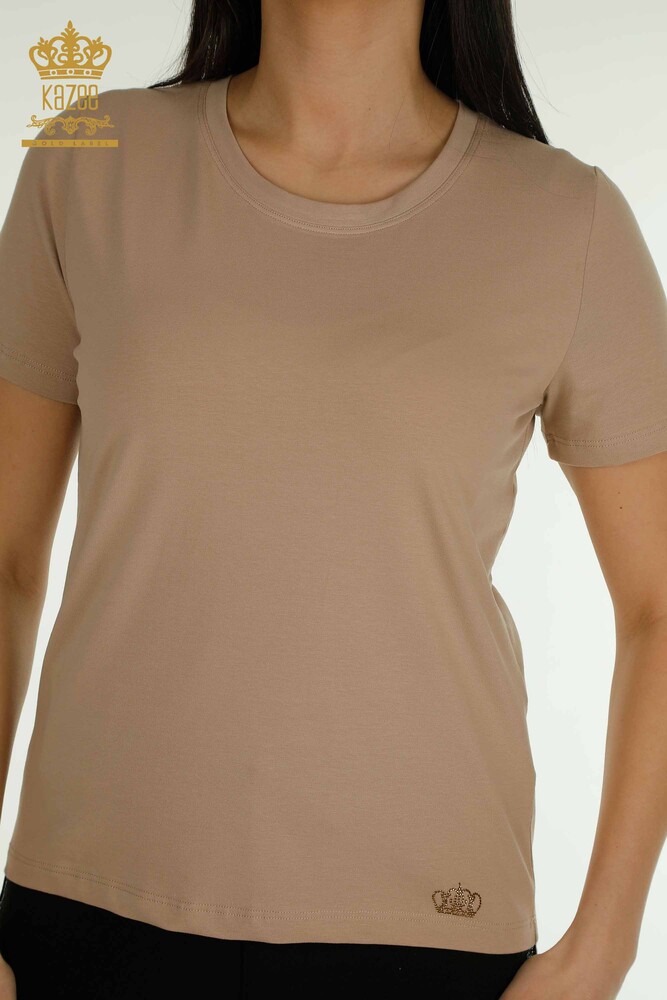 Großhandel Damen Bluse - Basic - Dunkelbeige - 79562 | KAZEE - 2