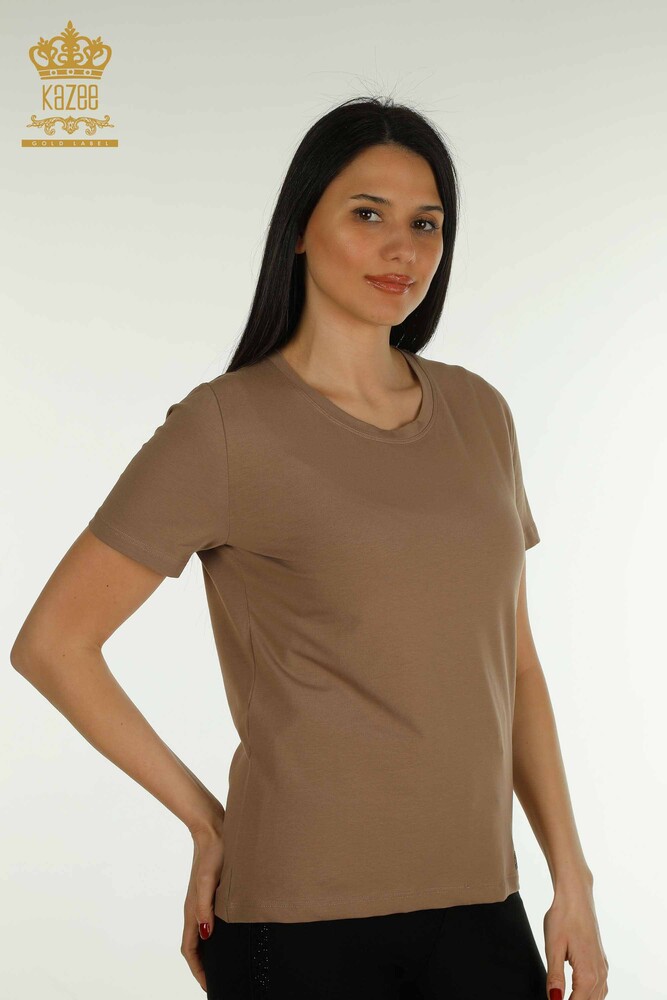 Großhandel Damen Bluse - Basic - Hellbraun - 79562 | KAZEE - 1