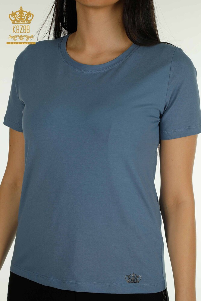 Großhandel Damen Bluse - Basic - Indigo - 79562 | KAZEE - 2