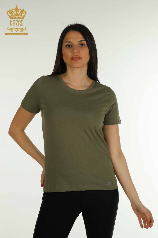 Großhandel Damen Bluse - Basic - Khaki - 79562 | KAZEE - 1