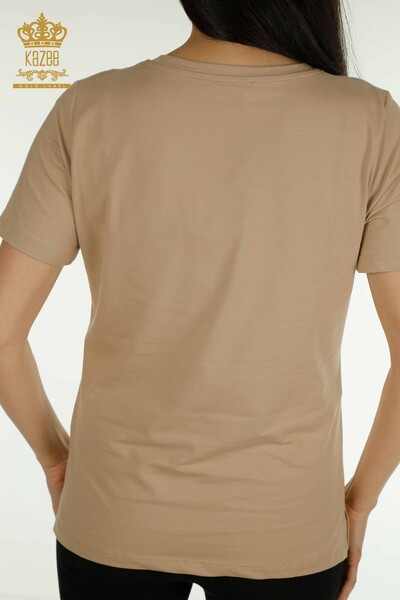 Großhandel Damen Bluse - Kurzarm - Beige - 79563 | KAZEE - 7