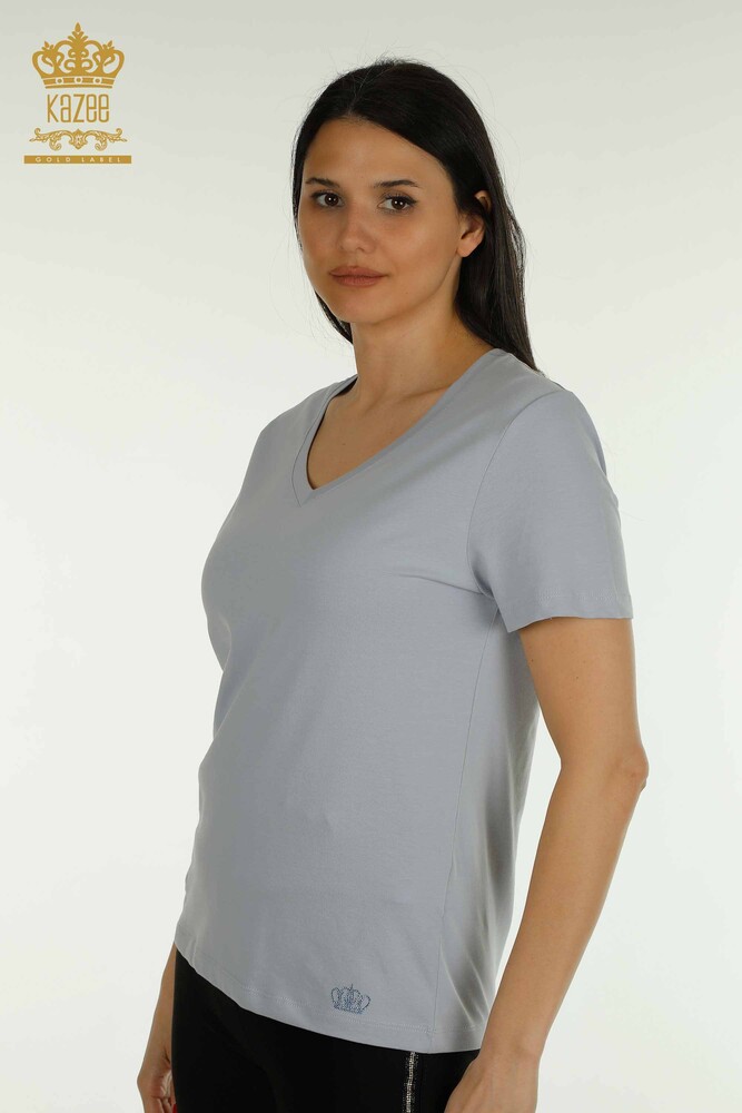 Großhandel Damen Bluse - Kurzarm - Blau - 79561 | KAZEE - 1