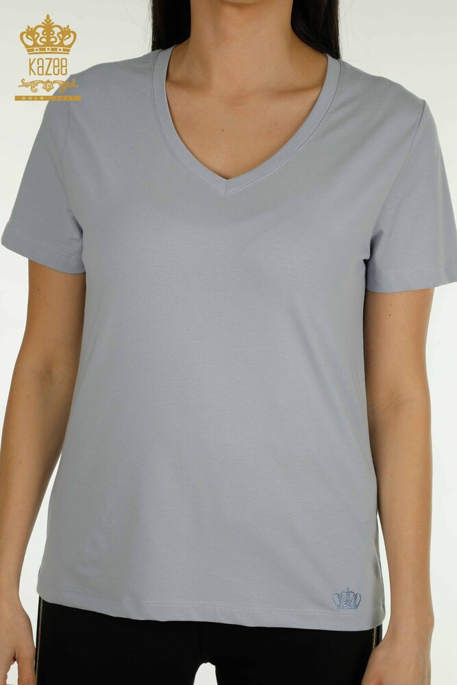 Großhandel Damen Bluse - Kurzarm - Blau - 79561 | KAZEE - 2