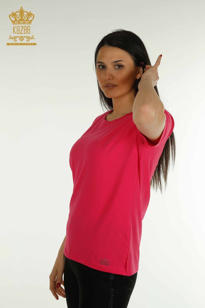 Großhandel Damen Bluse - Kurzarm - Fuchsia - 79563 | KAZEE - 1