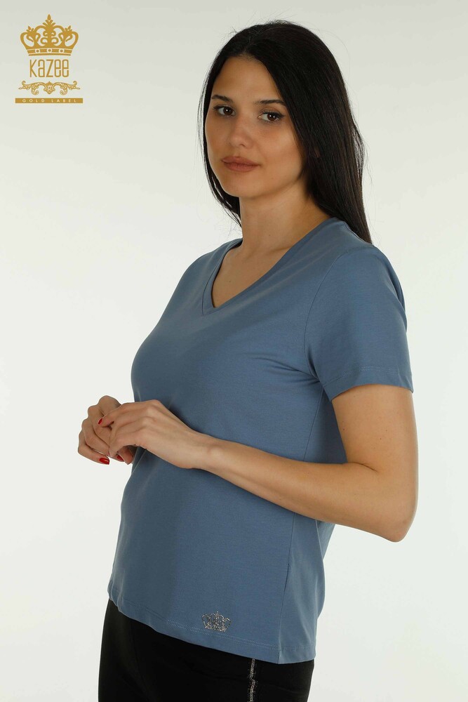 Großhandel Damen Bluse - Kurzarm - Indigo - 79561 | KAZEE - 1