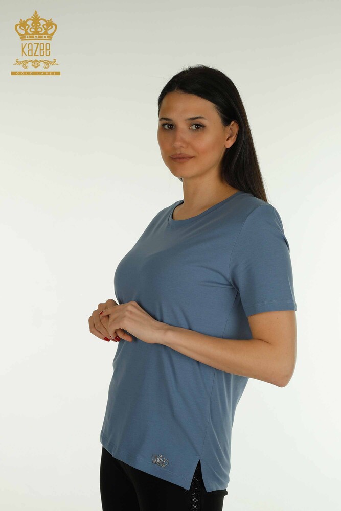 Großhandel Damen Bluse - Kurzarm - Indigo - 79563 | KAZEE - 1