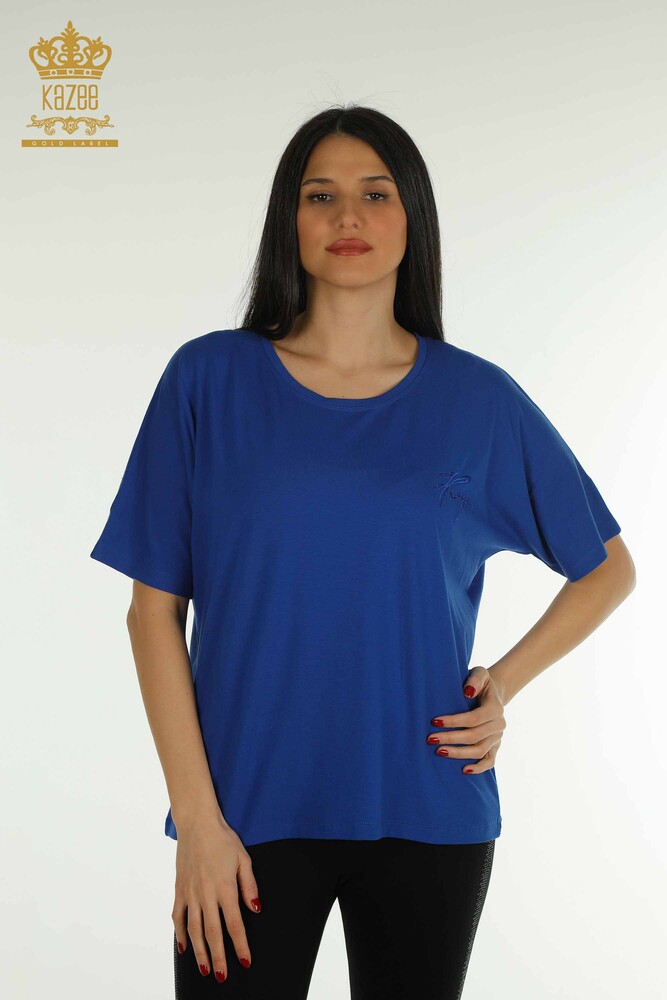 Großhandel Damen bluse - Kurzarm - Saks - 79302 | KAZEE - 1