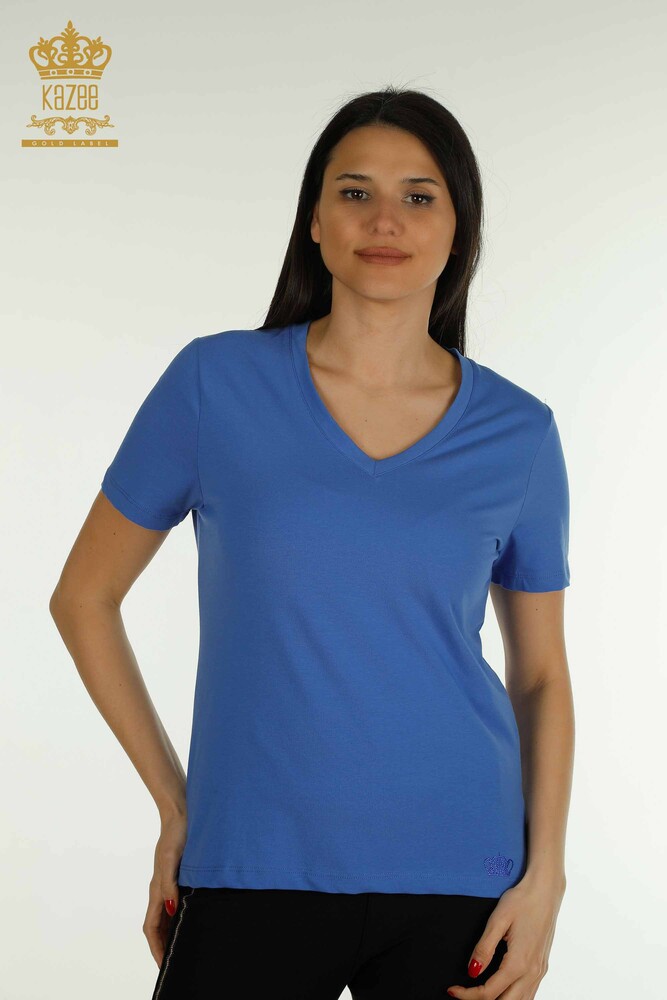 Großhandel Damen Bluse - Kurzarm - Saks - 79561 | KAZEE - 1