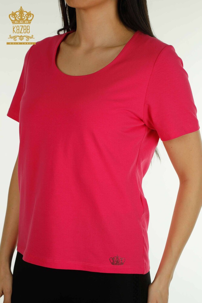 Großhandel Damen Bluse - Mit Logo - Fuchsia - 79560 | KAZEE - 2