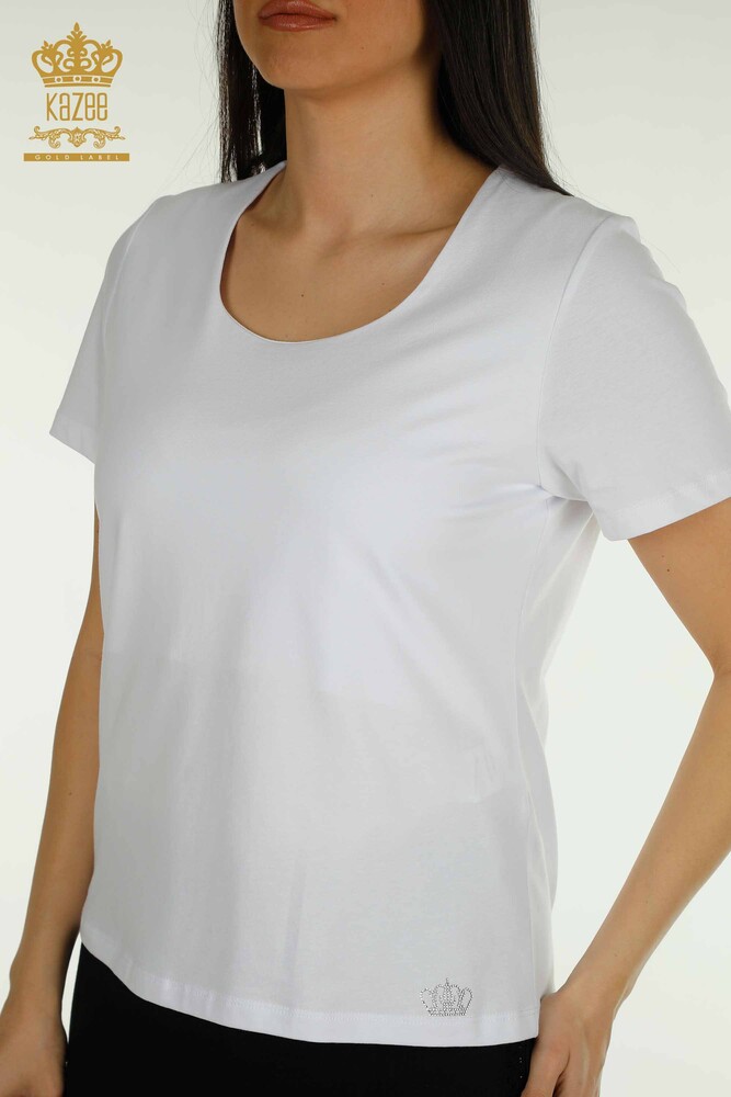 Großhandel Damen Bluse - Mit Logo - Weiß - 79560 | KAZEE - 2