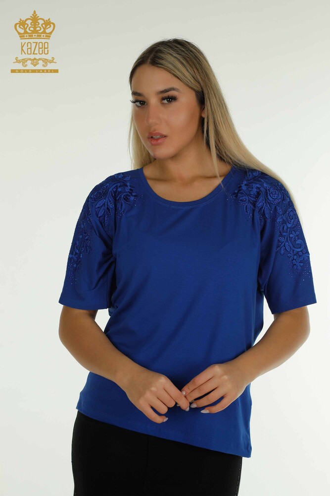 Großhandel Damen bluse - Stein bestickt - Saks - 79097 | KAZEE - 1