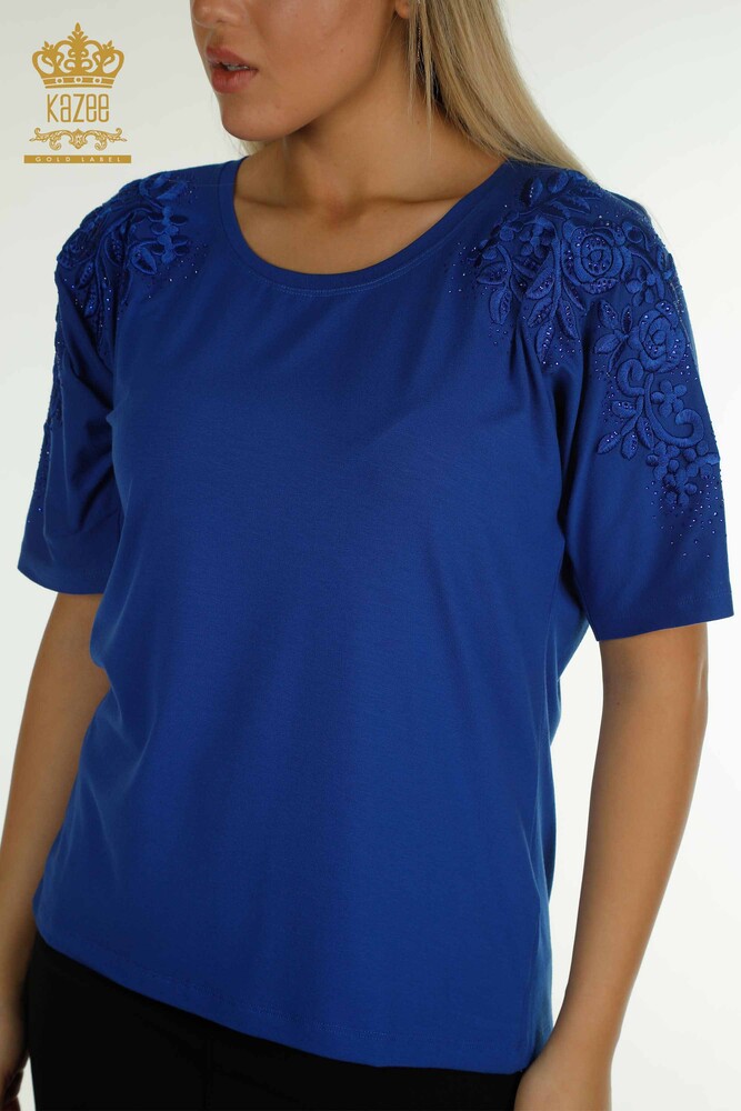 Großhandel Damen bluse - Stein bestickt - Saks - 79097 | KAZEE - 2