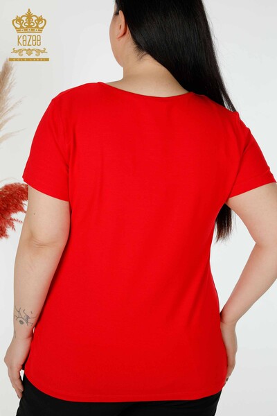 Großhandel Damen Bluse Tüll detaillierte rot-78996 / KAZEE - 6