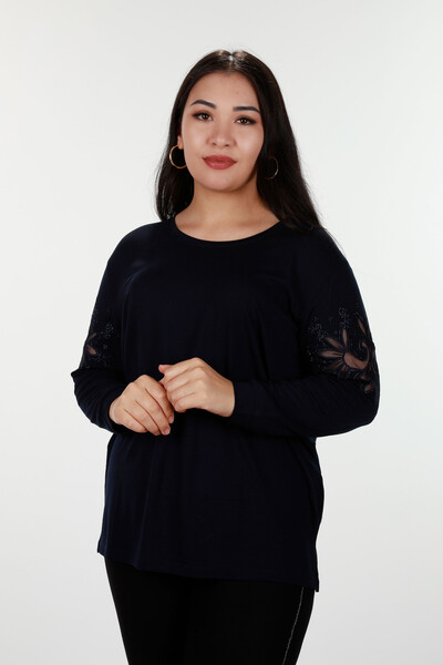 Großhandel Damen Bluse – Ärmel Detaillierte – Stein Bestickt – 77928 | KAZEE - 22