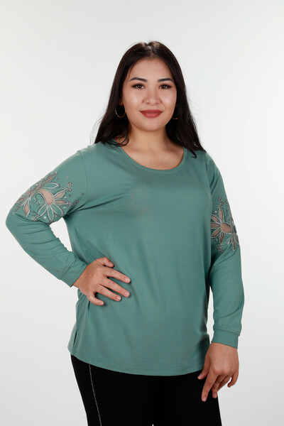 Großhandel Damen Bluse – Ärmel Detaillierte – Stein Bestickt – 77928 | KAZEE - 30